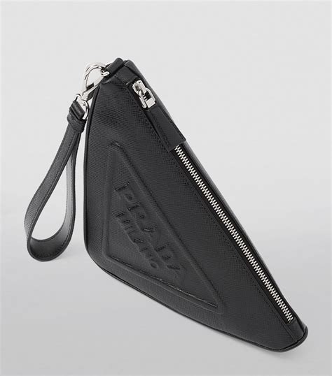 prada triangle leather|Black Leather Prada Triangle Pouch .